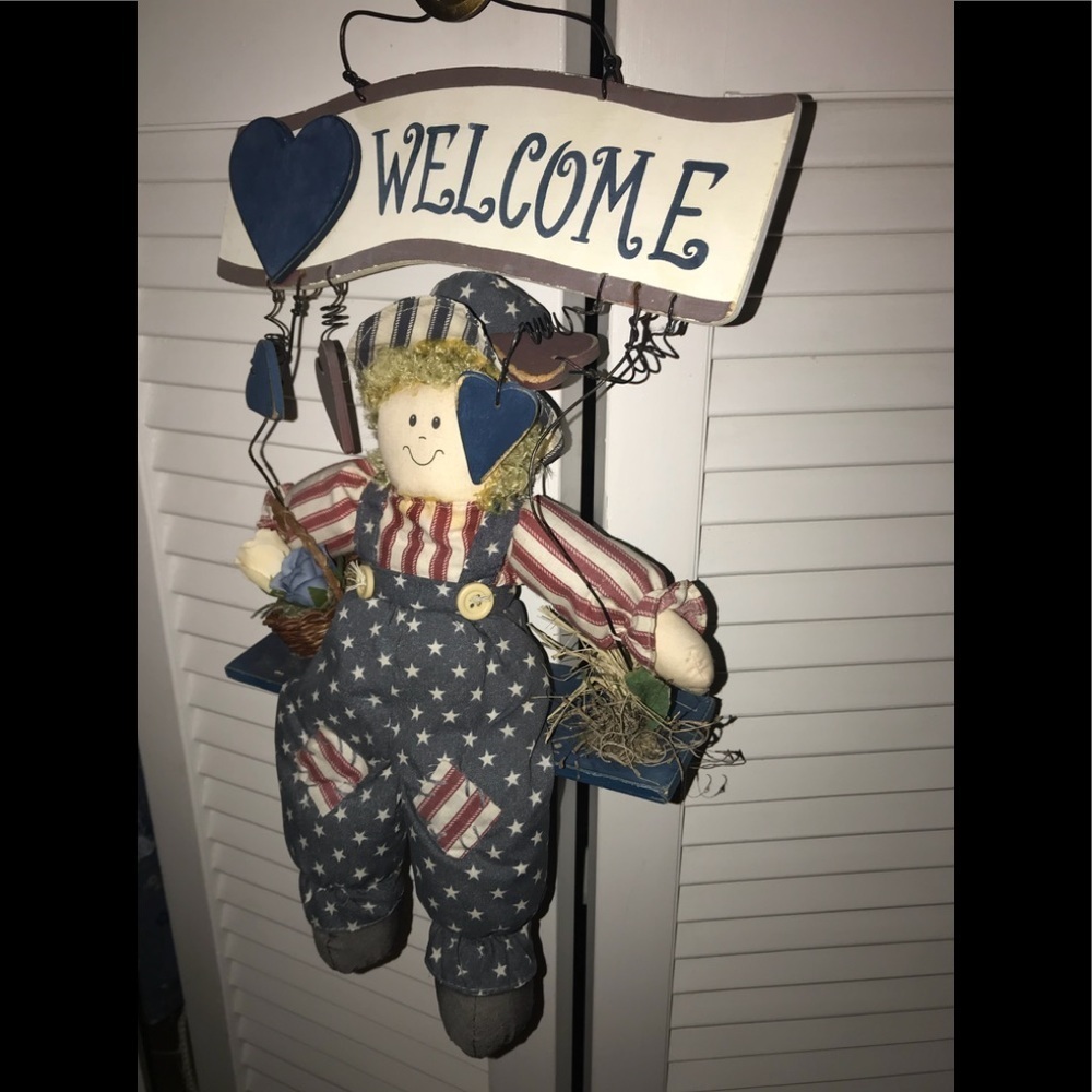 Rare Vintage USA Blonde Boy Welcome Door Hanger
